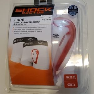 SHOCK DOCTOR 2-pack boxer brief w/cup boys sizeM